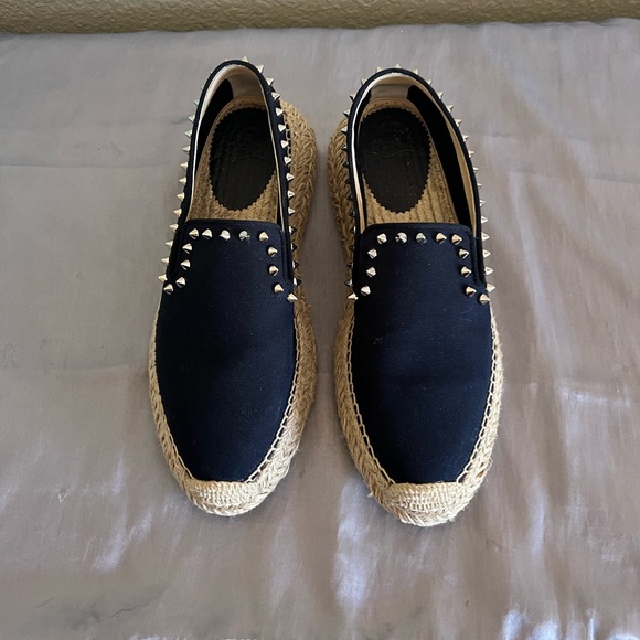 Christian Louboutin Espaboat Navy Espadrille Spiked Shoes 39 - Picture 7 of 16